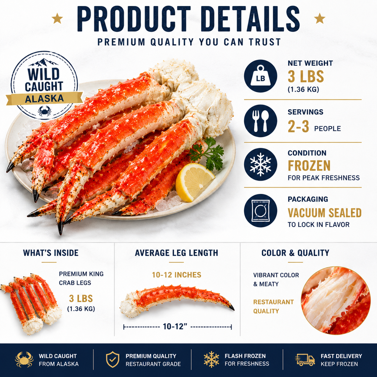 Alaskan King Crab Legs – Premium Wild-Caught Seafood for Family Feasts & Special Occasions